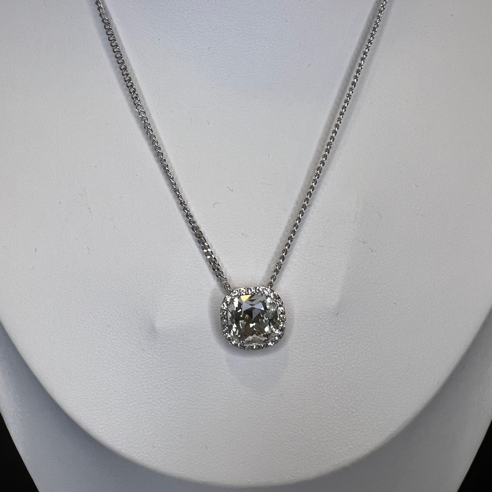 Givenchy Silver Cubic Zirconia Square Pendant Necklace - Picture 3 of 6